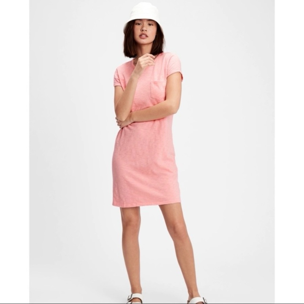 Gap Pink Casual Women’s T-Shirt Dress Short Sleeve Cotton Coral Size XXL NEW
